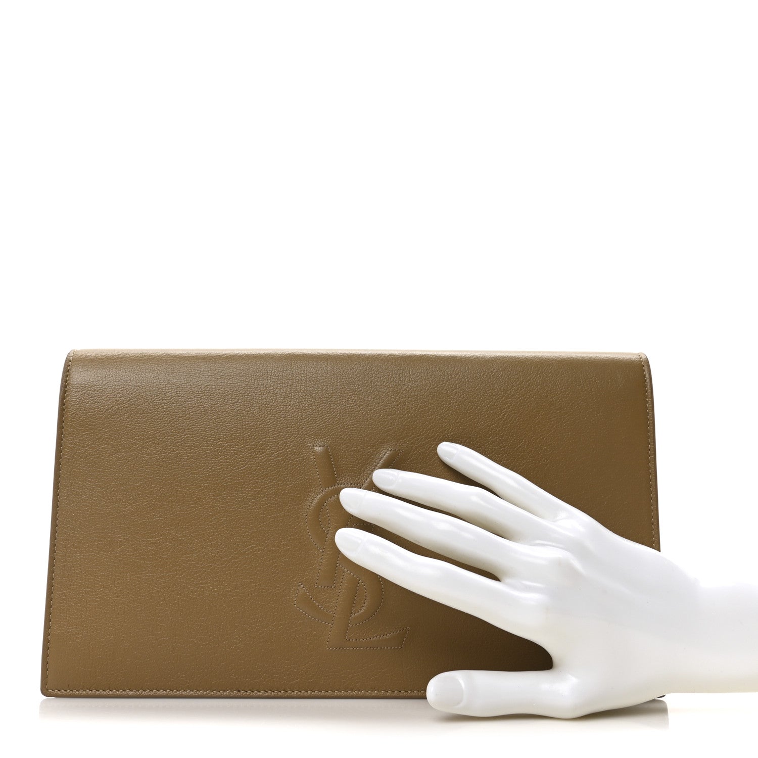 Saint Laurent Calfskin Monogram Large Belle De Jour Clutch Beige 2 of 10