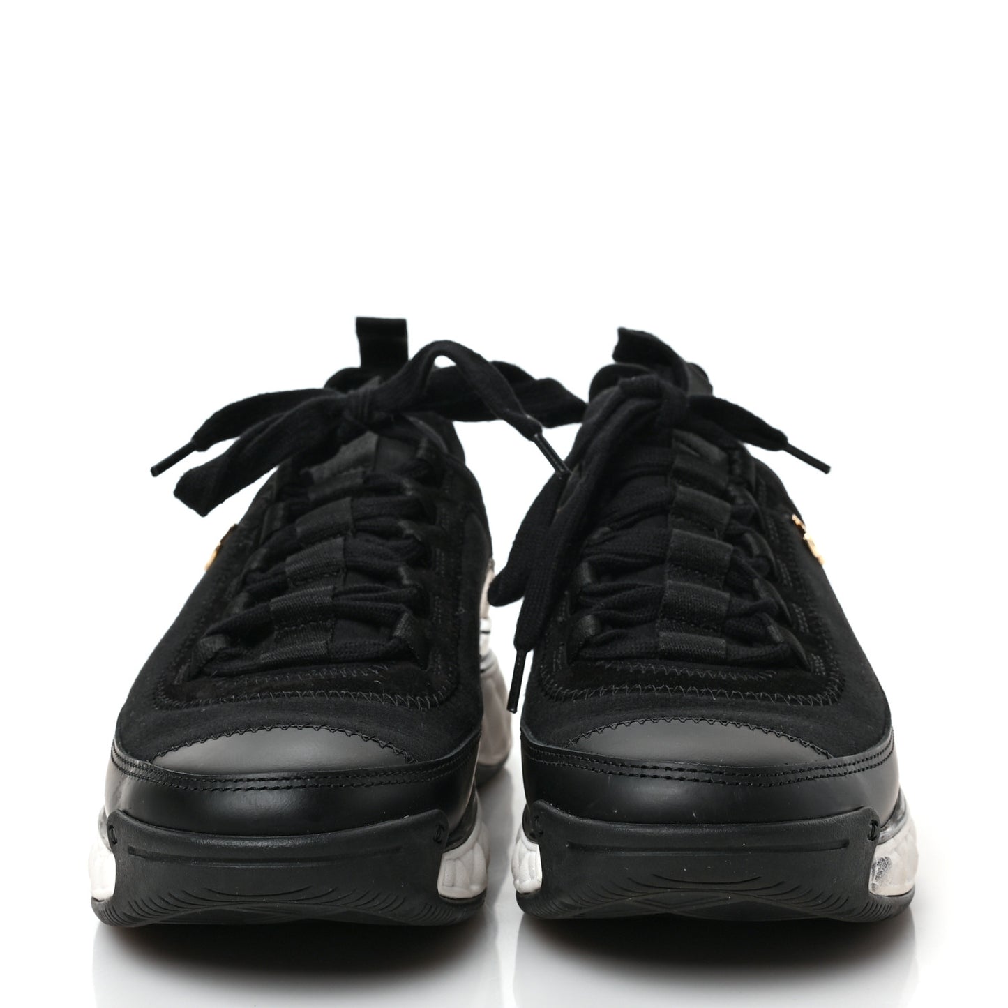 Velvet Calfskin Mixed Fibers CC Sneakers 37 Black