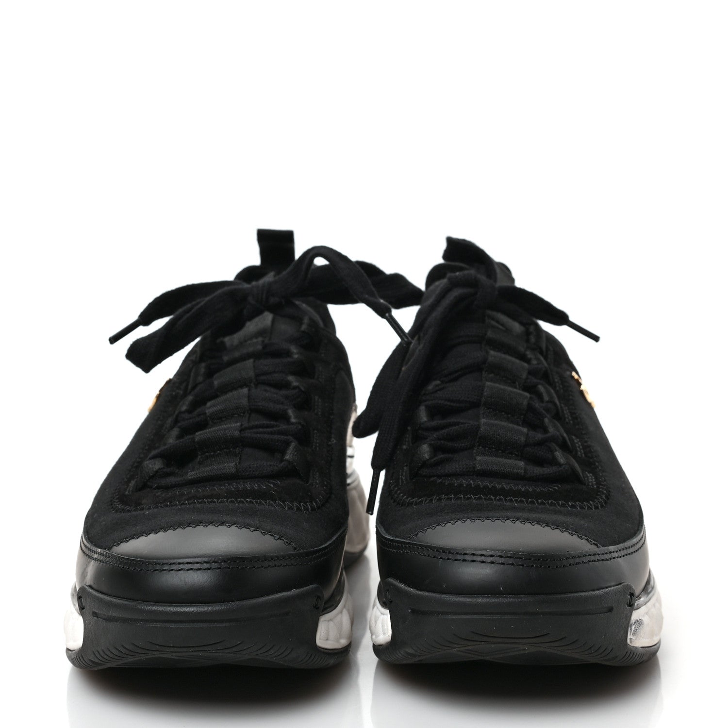 Chanel Velvet Calfskin Mixed Fibers CC Sneakers 37 Black 2 of 7