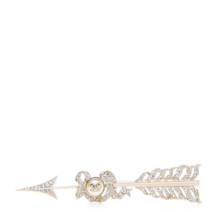 Chanel Crystal Pearl CC Arrow Brooch Gold 1 of 5