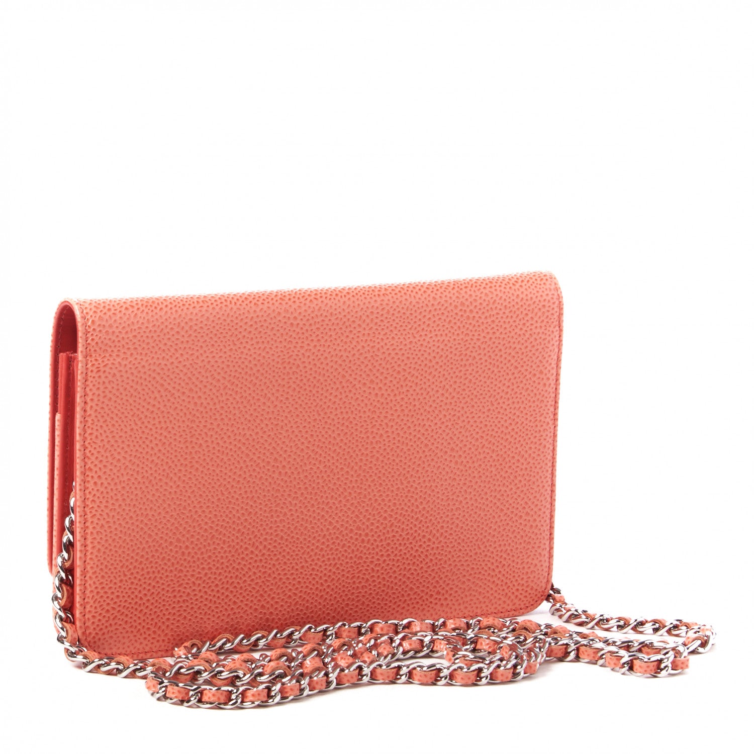 Chanel Caviar Timeless CC Wallet On Chain WOC Coral 2 of 9