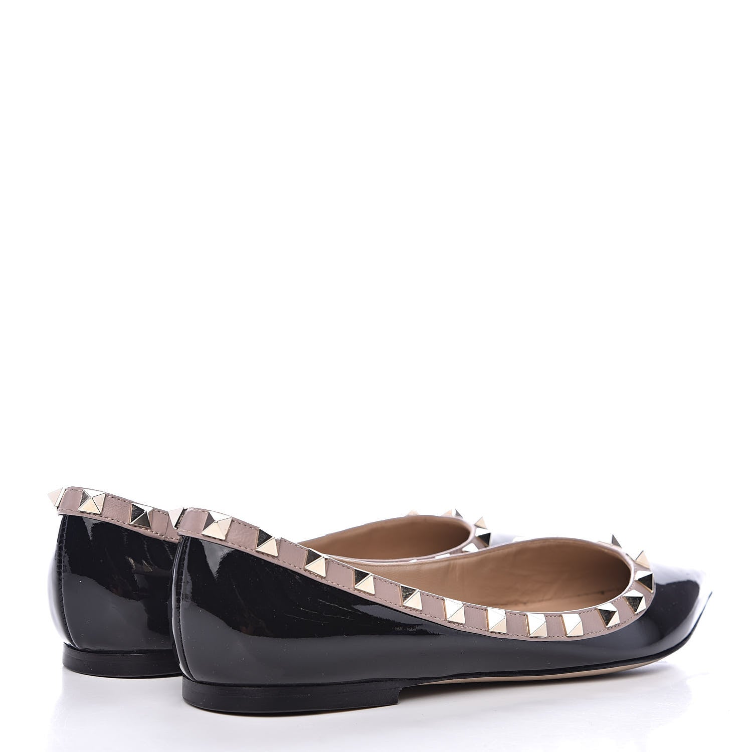 Valentino Garavani Patent Rockstud Ballerina Flats 37 Black Poudre 4 of 9
