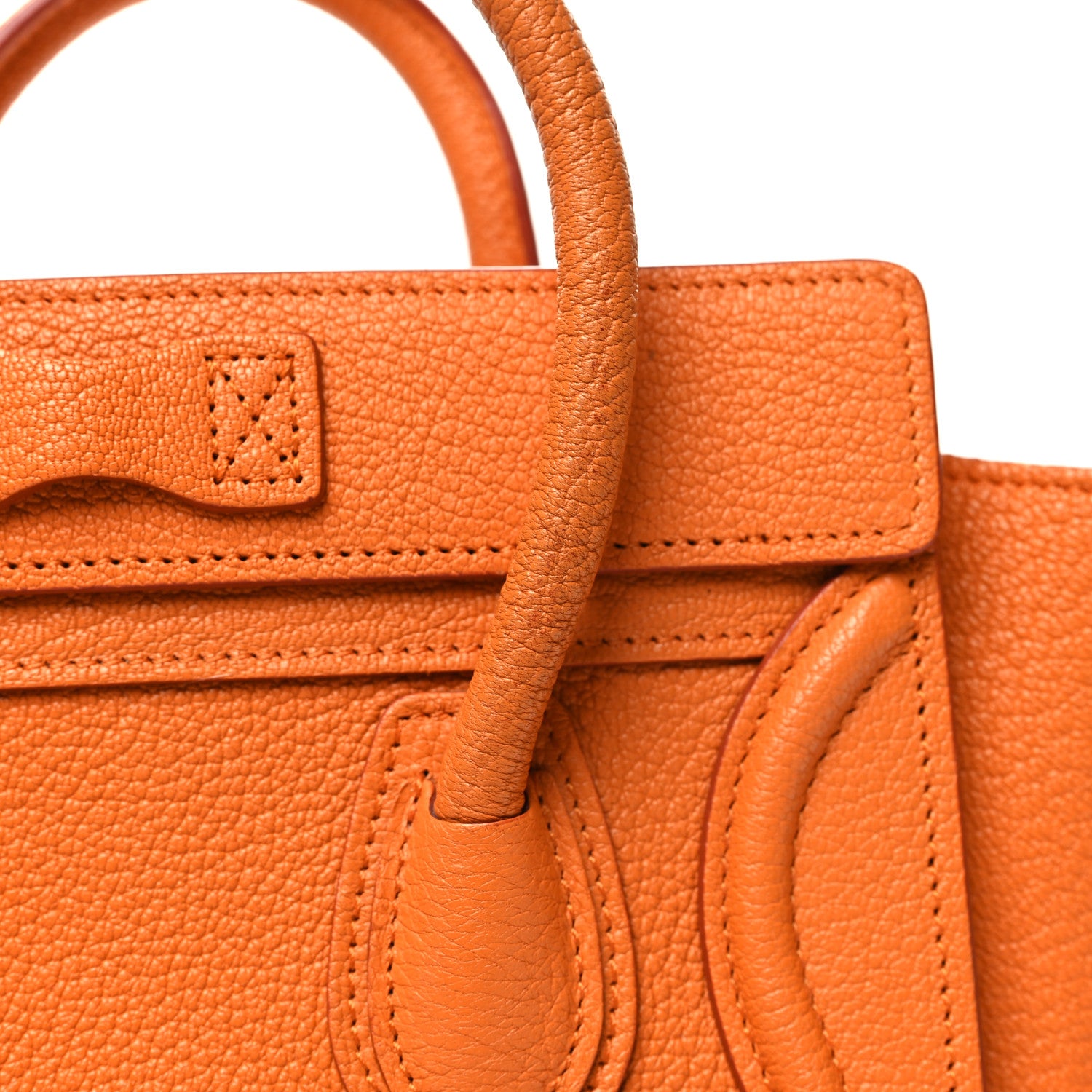 Celine Drummed Calfskin Nano Luggage Bright Orange 12 of 12