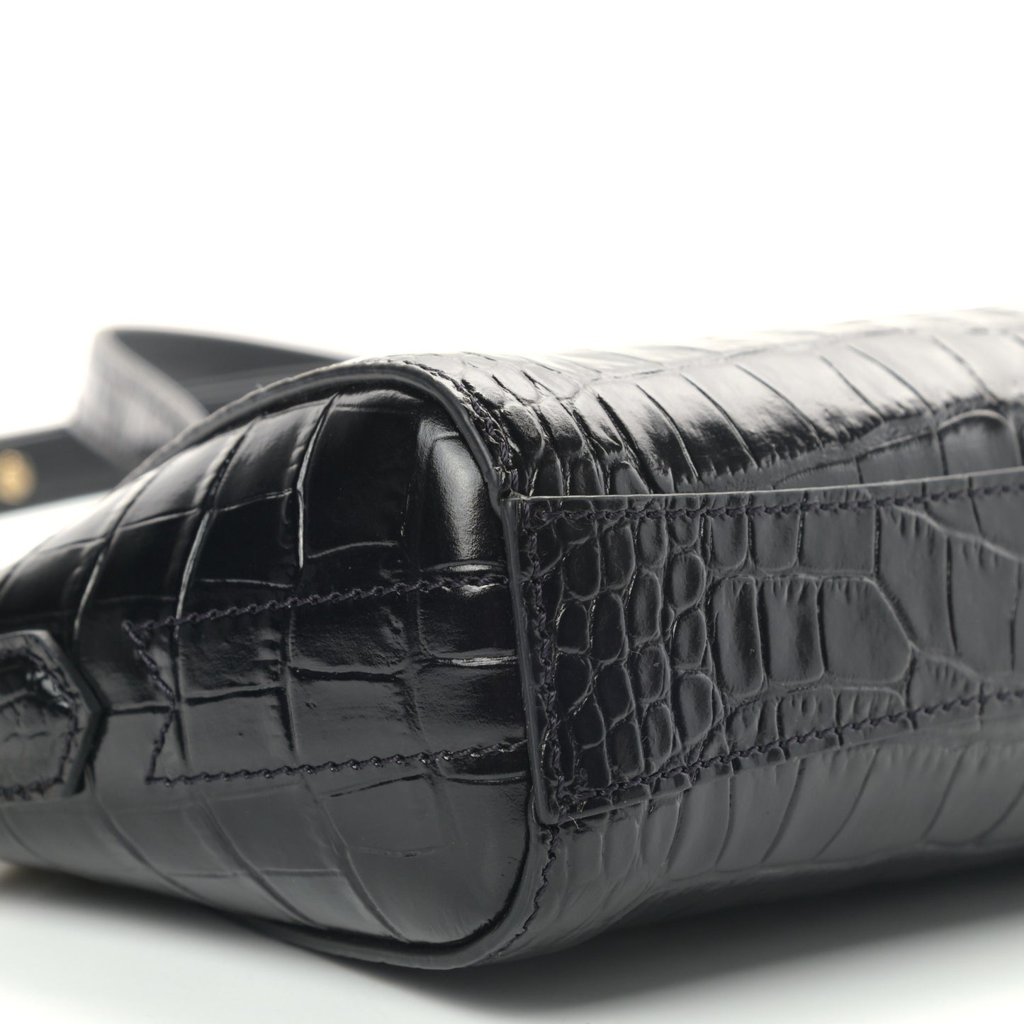 Calfskin Crocodile Embossed Nano Antigona Black