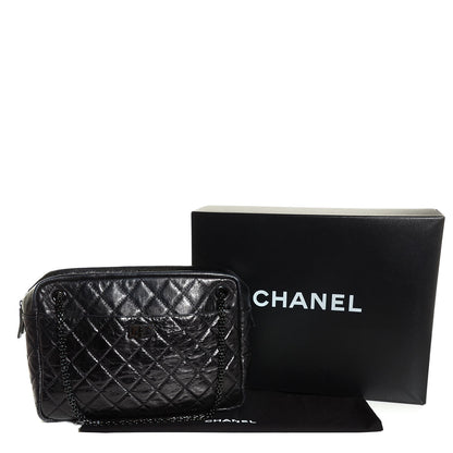 Chanel Metallic Aged Calfskin Quilted Large Reissue Camera Case Black 5 of 8