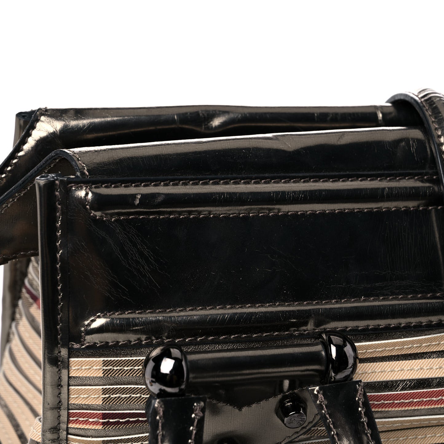 Metallic Patent House Check Sliced Large Manor Tote Pewter