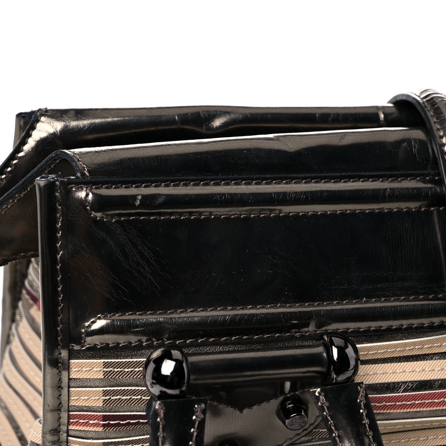 Burberry Metallic Patent House Check Sliced Large Manor Tote Pewter 16 of 22