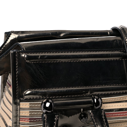 Burberry Metallic Patent House Check Sliced Large Manor Tote Pewter 16 of 22
