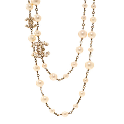 Chanel Graduated Pearl CC Long Necklace Gold 1 of 5