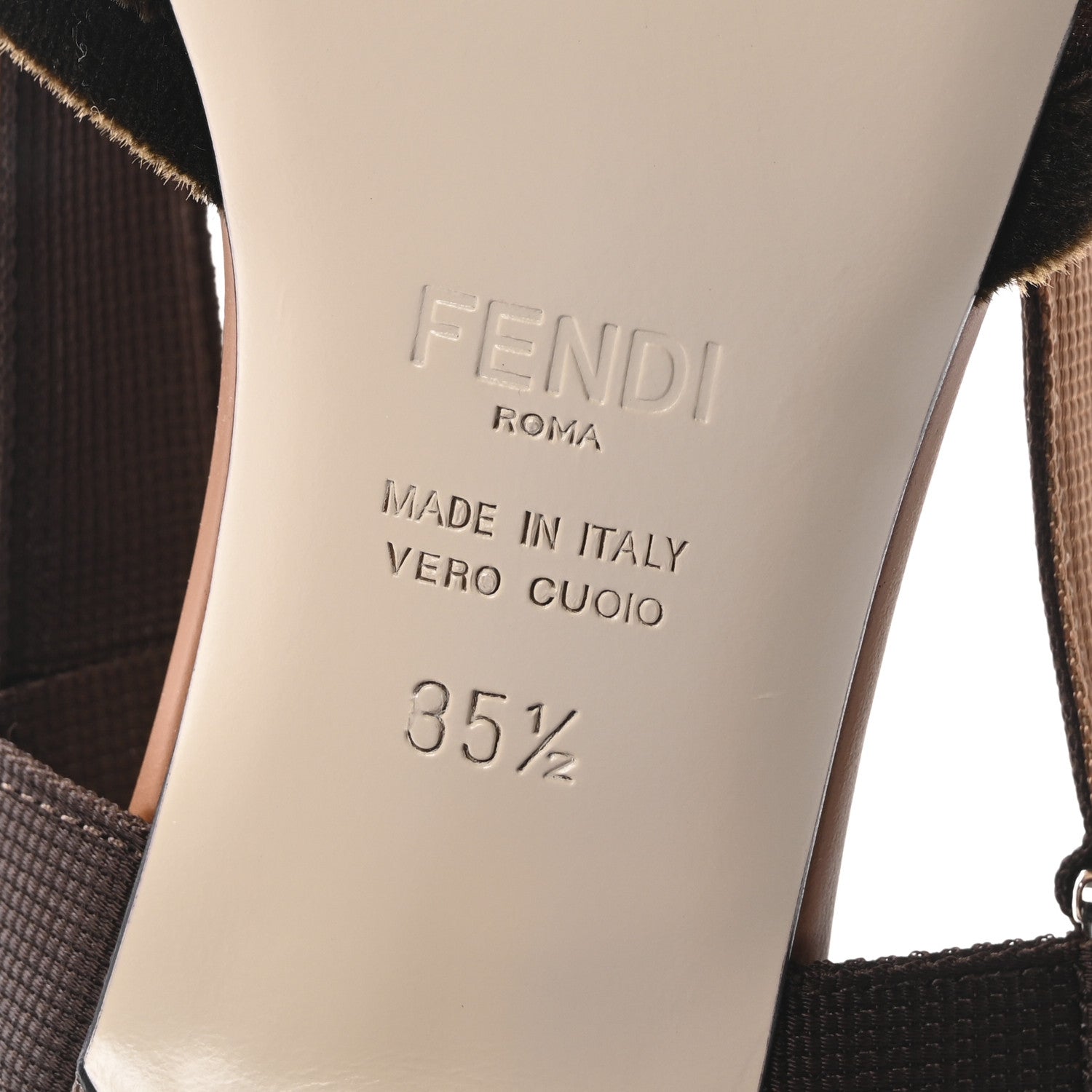 Fendi Mesh Velvet Karligraphy Colibri 55mm Slingback Pumps 35.5 Nocciola 7 of 9