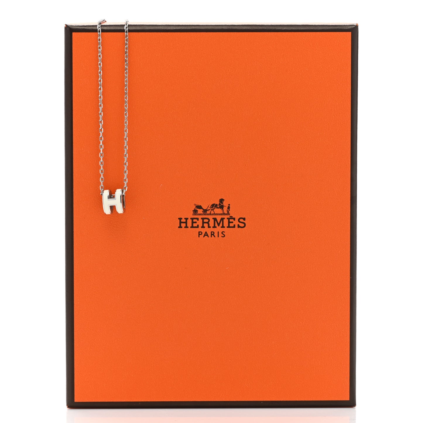 Lacquered Rose Gold Mini Pop H Pendant Necklace White