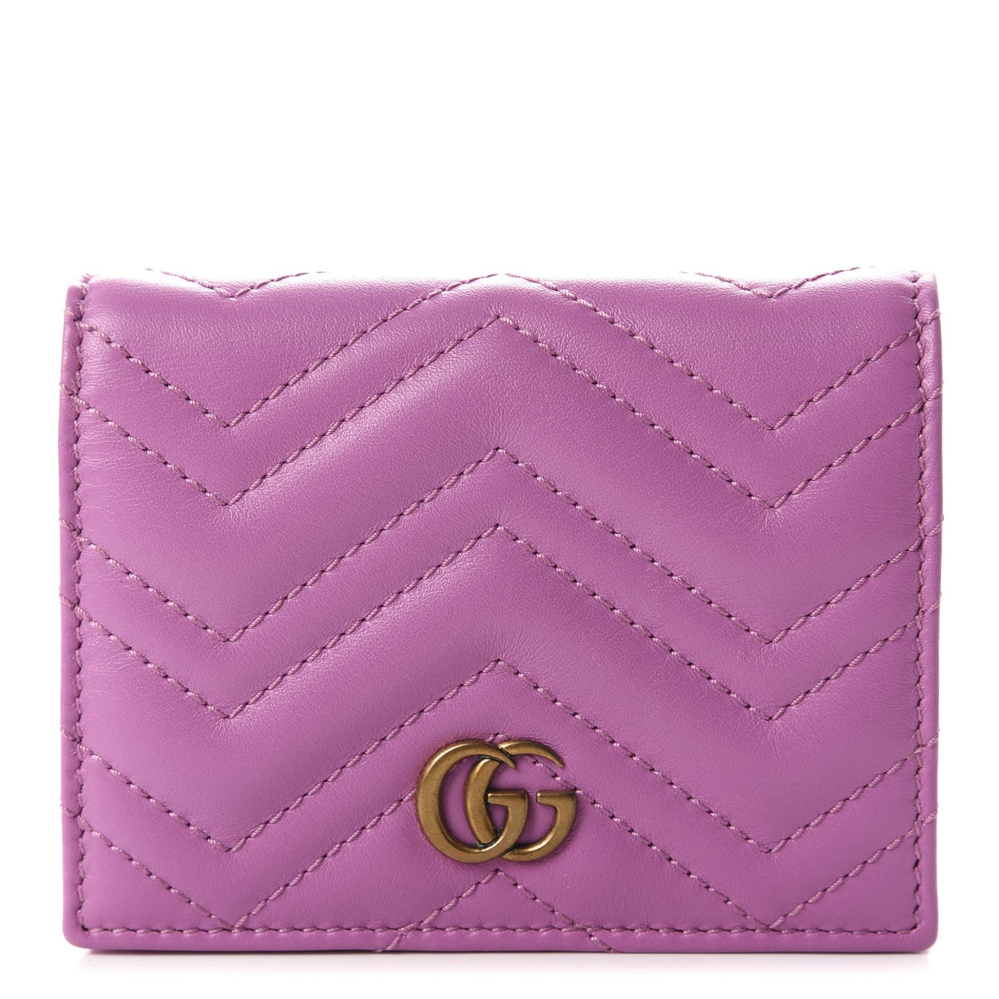 Calfskin Matelasse GG Marmont Card Case Candy Mousse