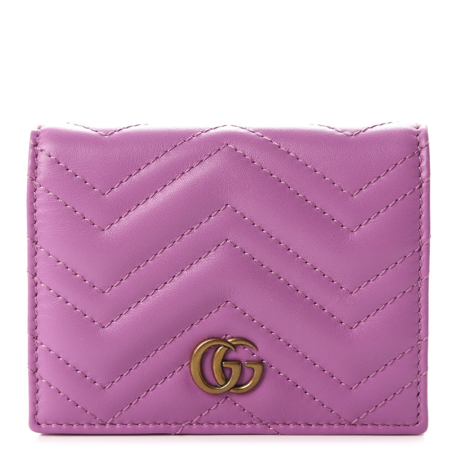 Gucci Calfskin Matelasse GG Marmont Card Case Candy Mousse 1 of 8
