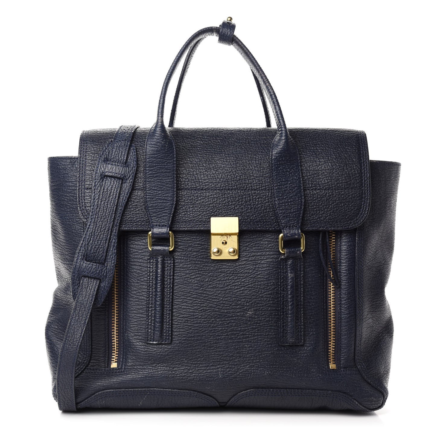 Textured Calfskin Large Pashli Satchel Ink