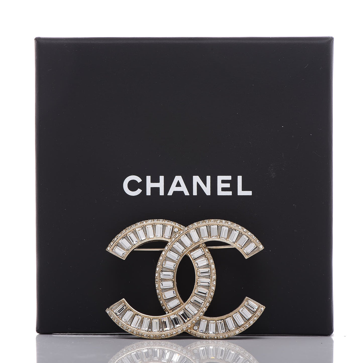 Baguette Crystal CC Brooch Gold