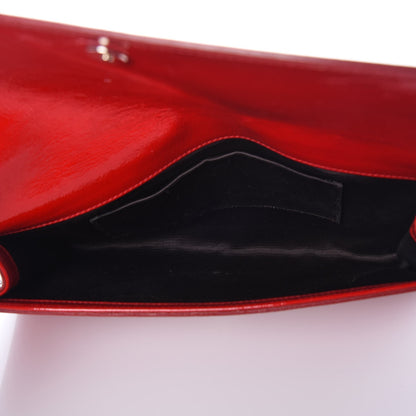 Saint Laurent Textured Patent Monogram Large Belle De Jour Clutch Red 7 of 10