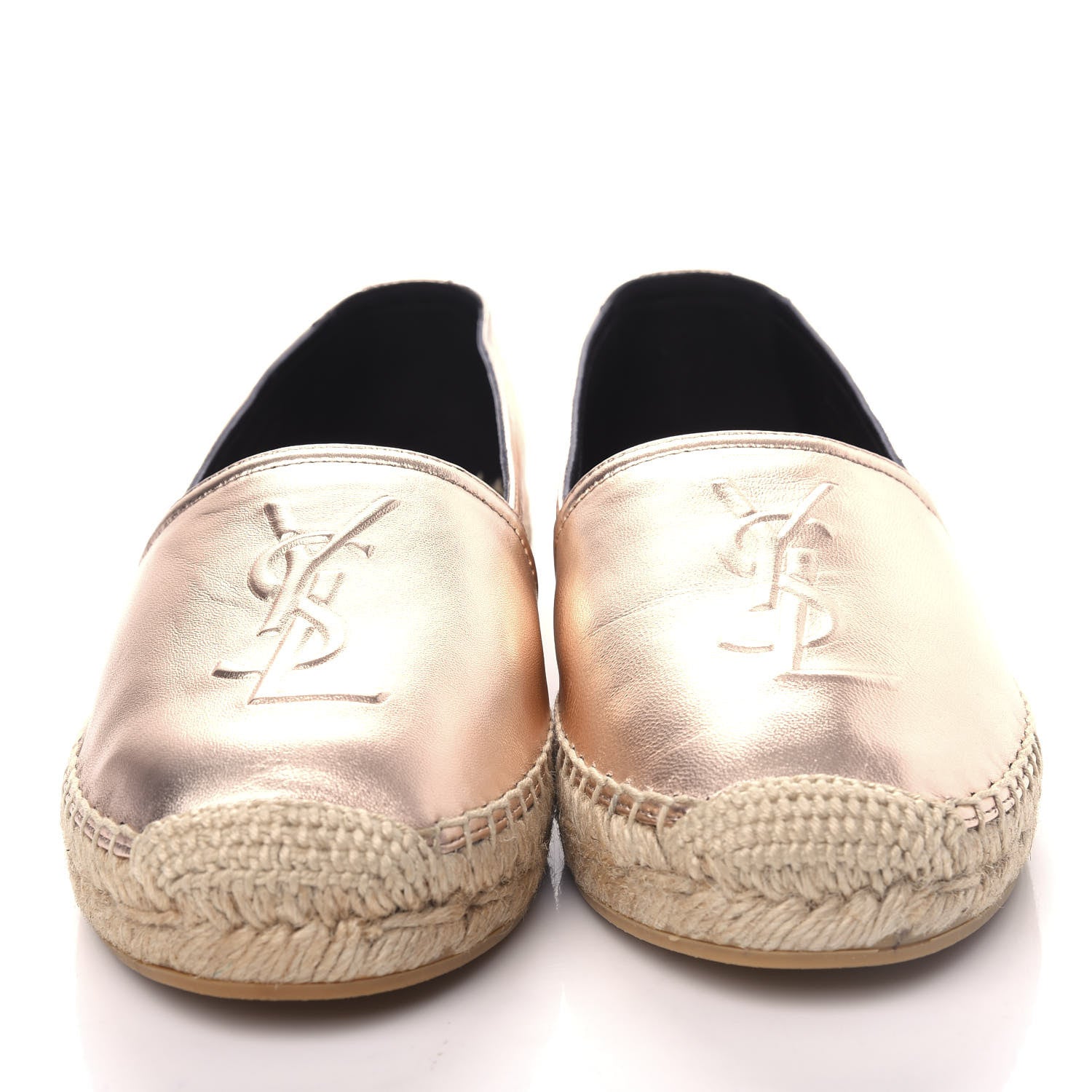 Saint Laurent Metallic Lambskin Monogram Espadrilles 36 Blush 5 of 9