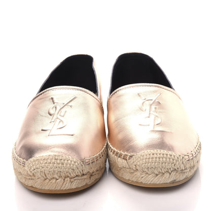 Saint Laurent Metallic Lambskin Monogram Espadrilles 36 Blush 5 of 9