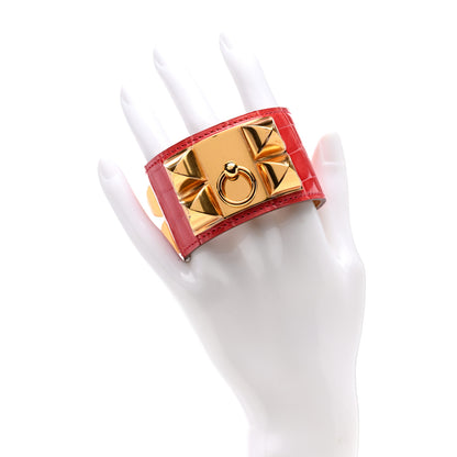 Hermes Shiny Alligator Collier De Chien CDC Bracelet S Rouge De Coeur 2 of 7