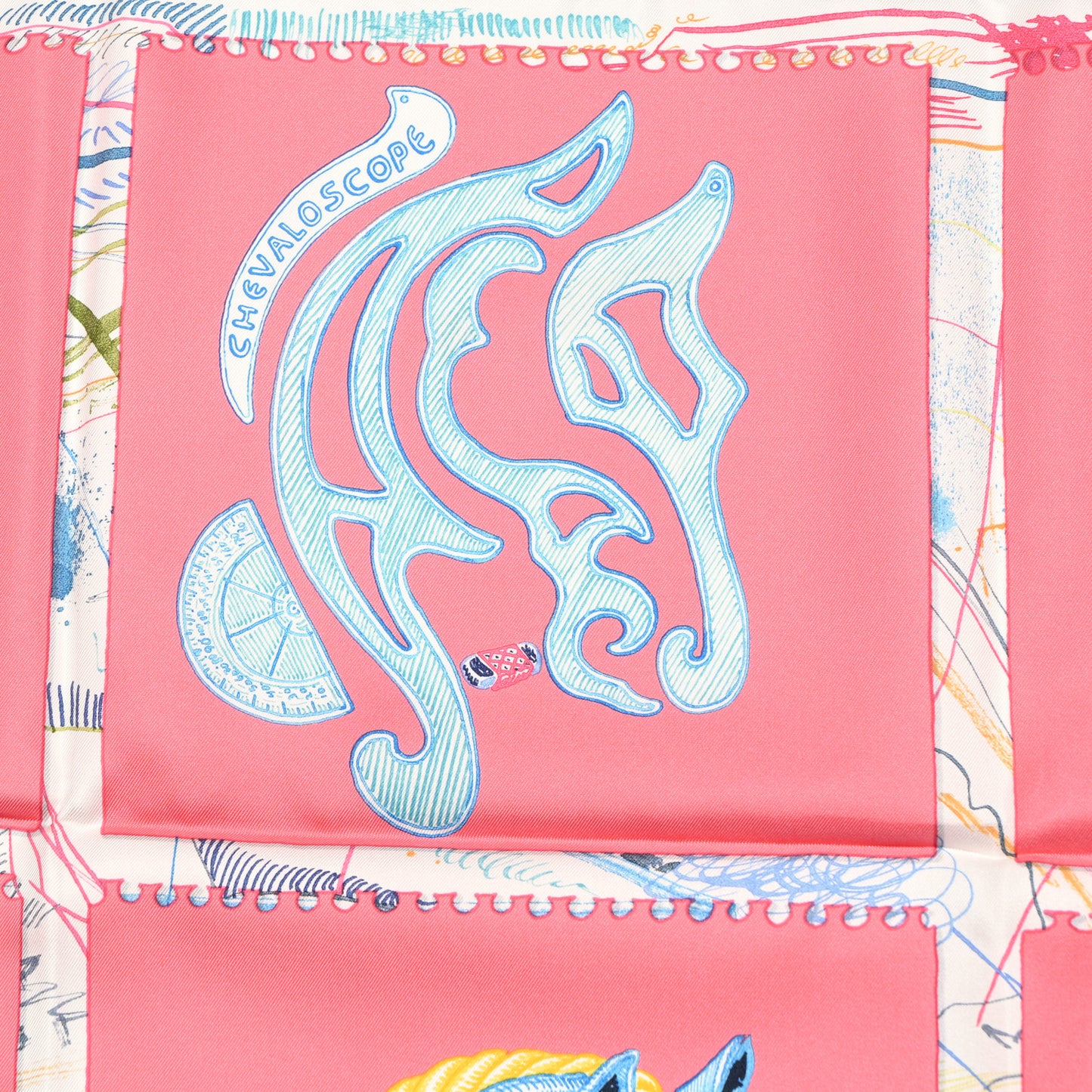 Silk Chevaloscope Scarf 90 Rose Bleu Multicolor