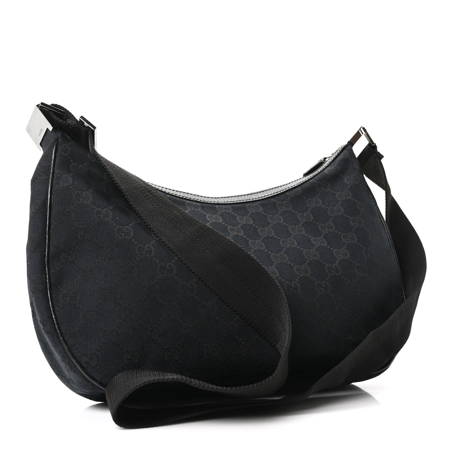Gucci Monogram Medium Half Moon Hobo Black 3 of 10