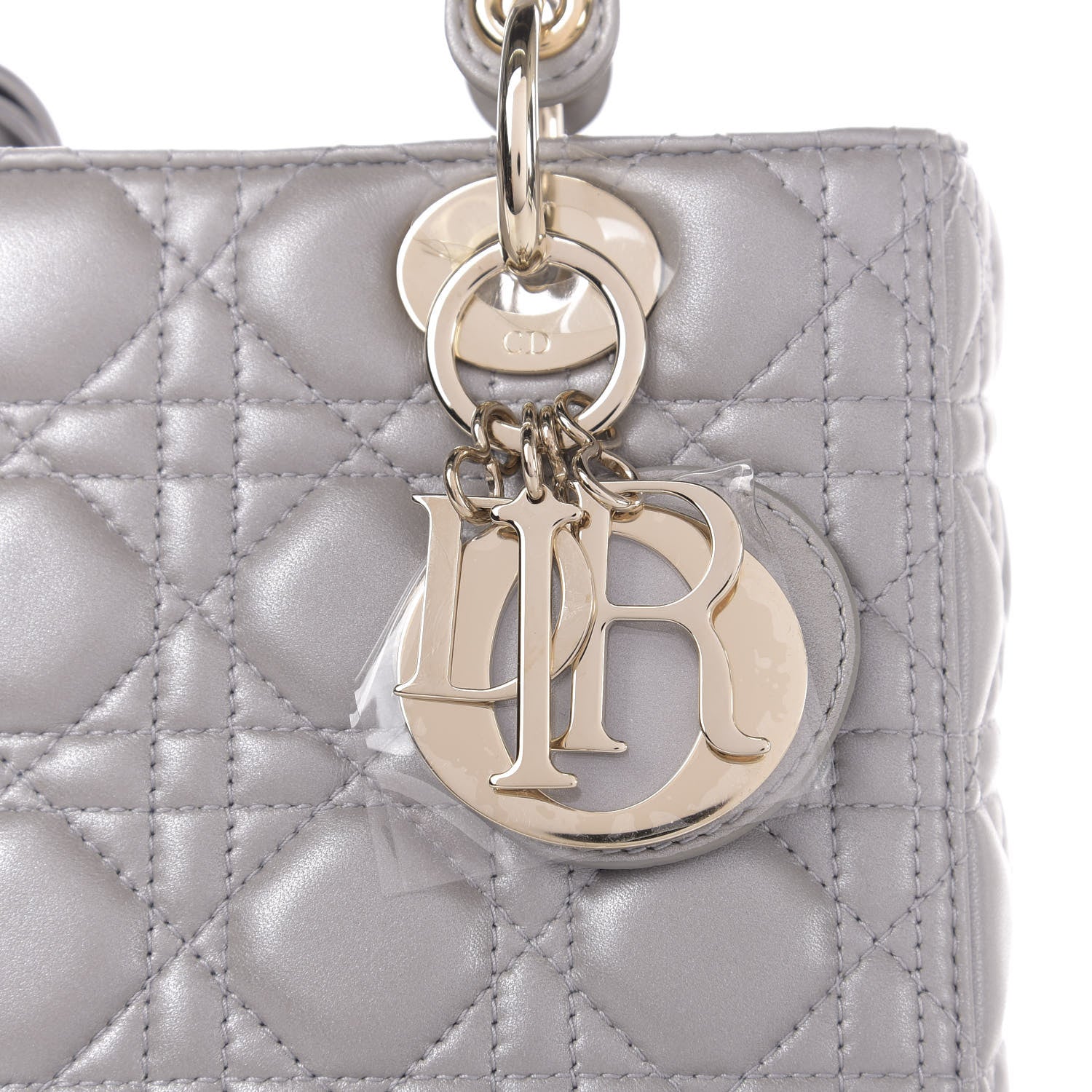Christian Dior Pearly Lambskin Cannage Medium Lady Dior Grey 18 of 18