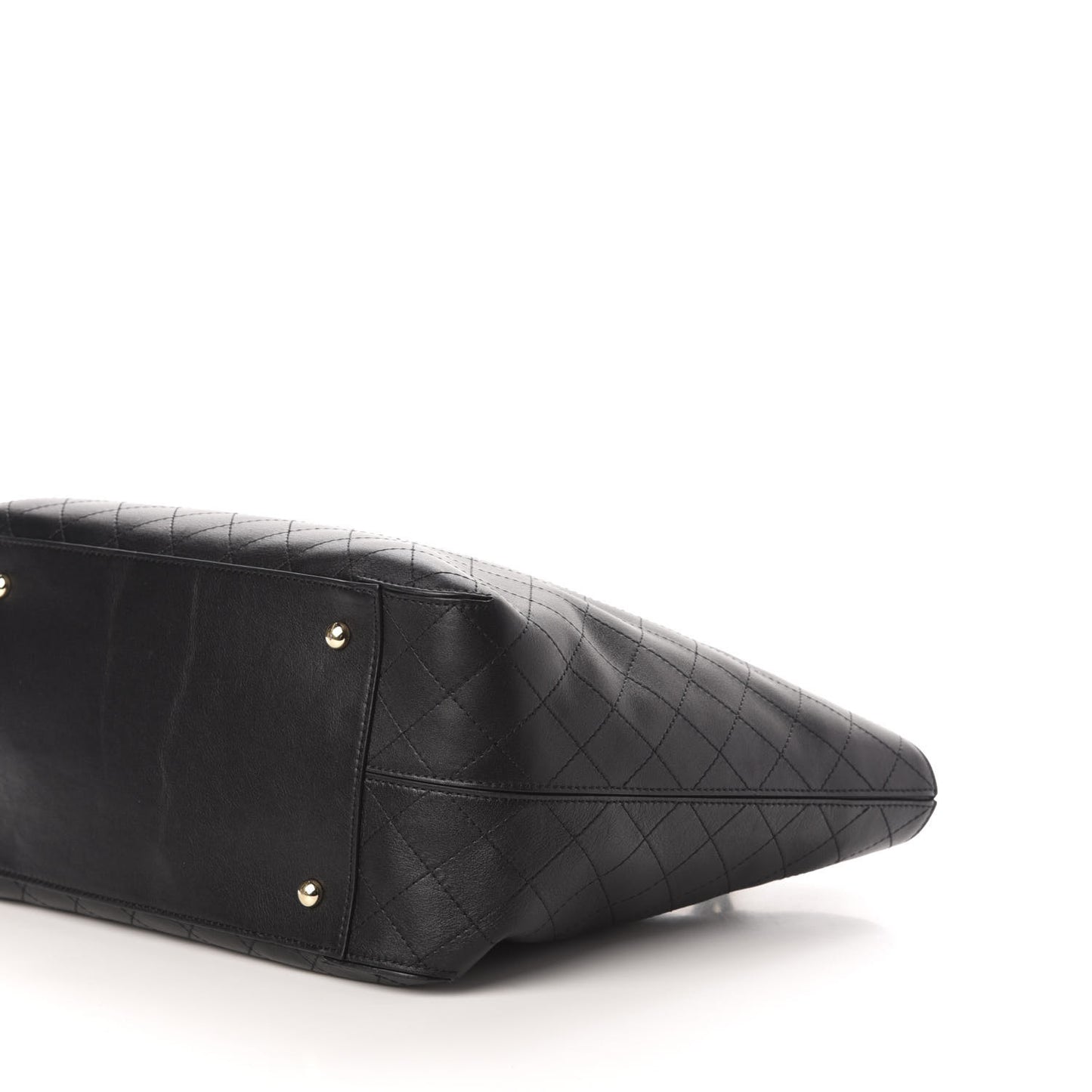 Calfskin Stitched Shopping Tote Black