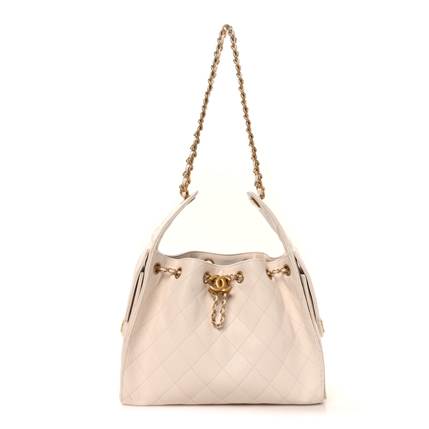 Caviar Quilted Small Chanel 25 Handbag White