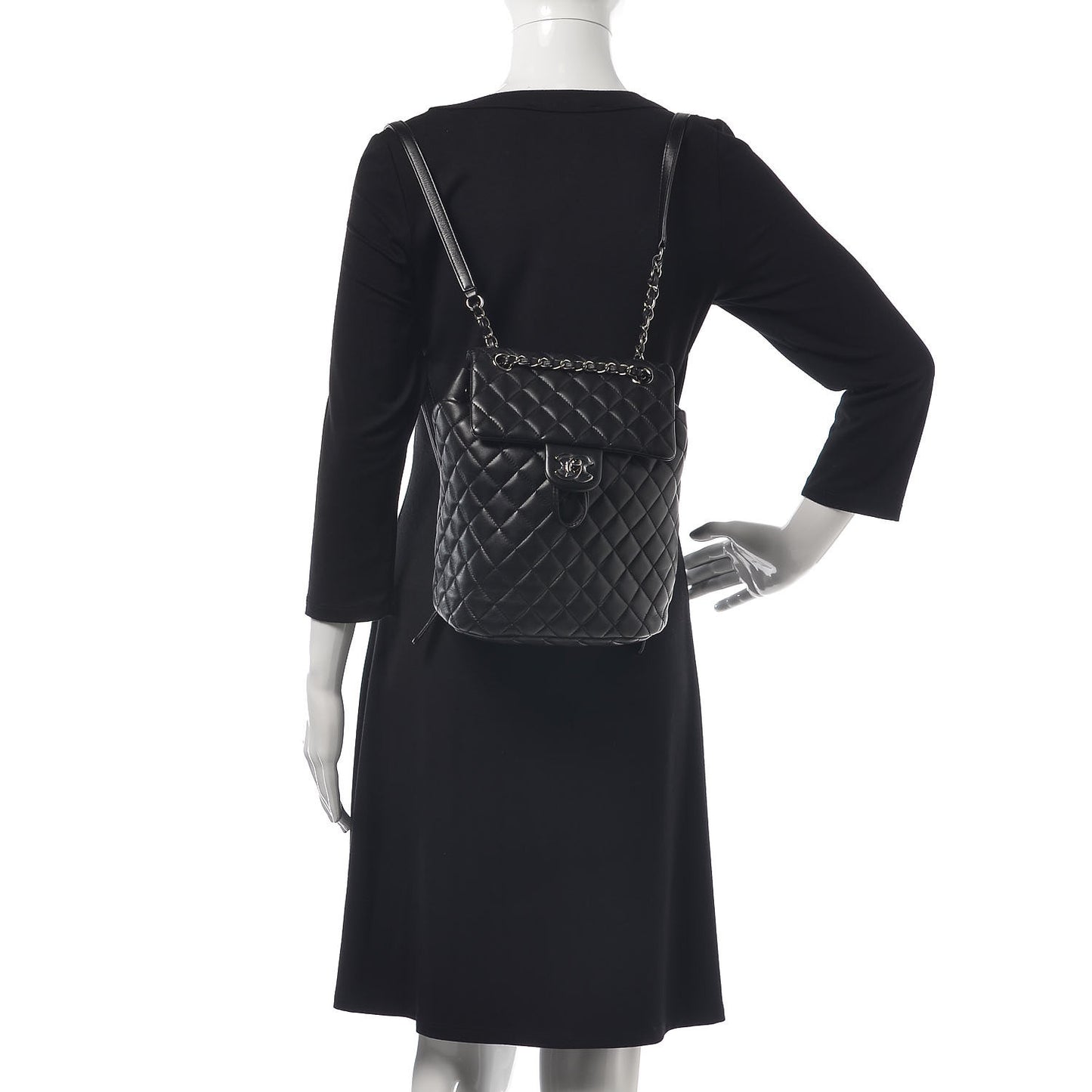 Lambskin Quilted Small Urban Spirit Backpack Black
