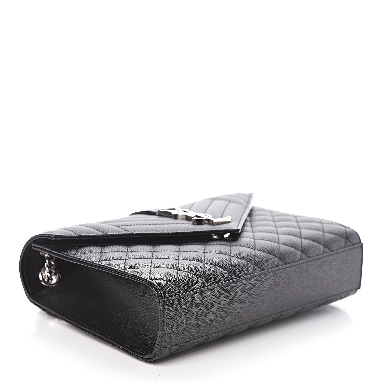 Saint Laurent Grain De Poudre Textured Mixed Matelasse Triquilt Medium Monogram Satchel Black 4 of 10