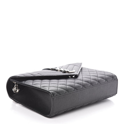 Saint Laurent Grain De Poudre Textured Mixed Matelasse Triquilt Medium Monogram Satchel Black 4 of 10
