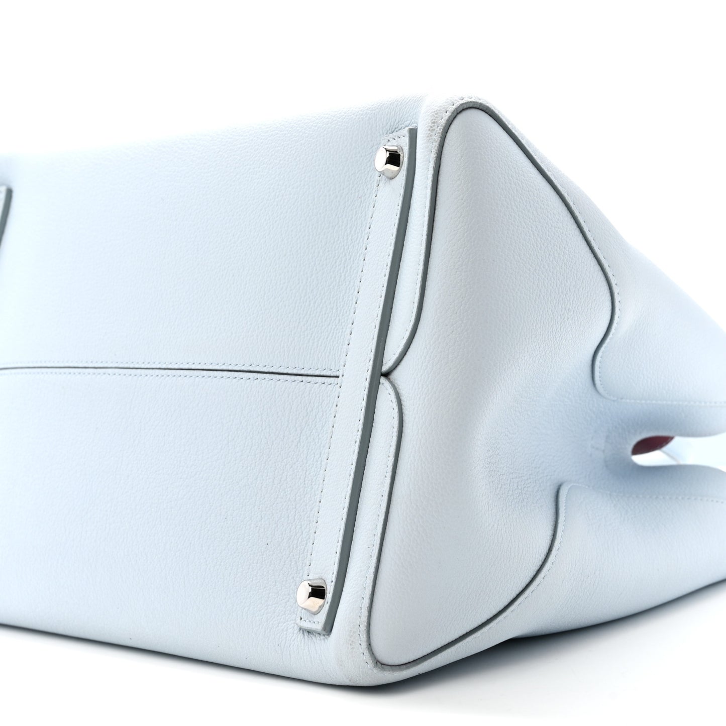 Supple Grained Calfskin Large Open Bar Tote Light Blue