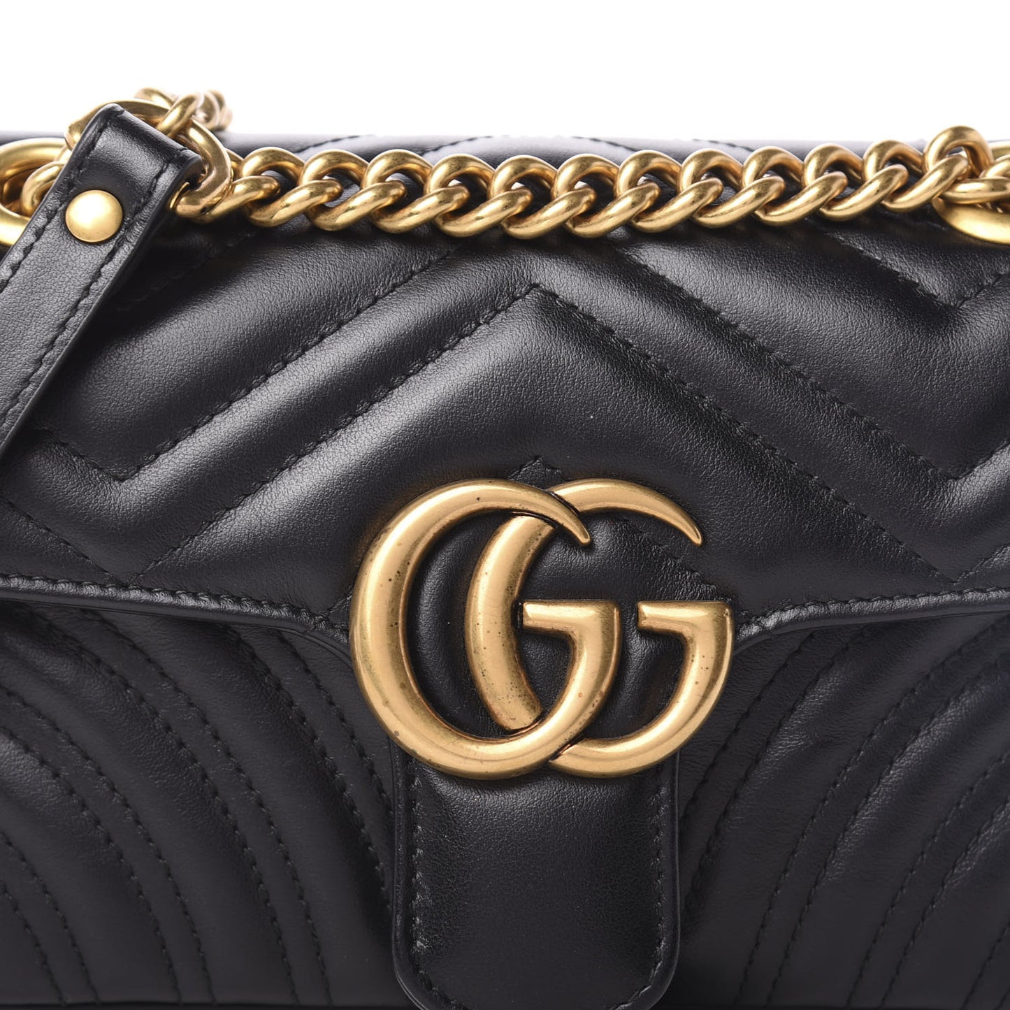 Calfskin Matelasse Mini GG Marmont Shoulder Bag Black
