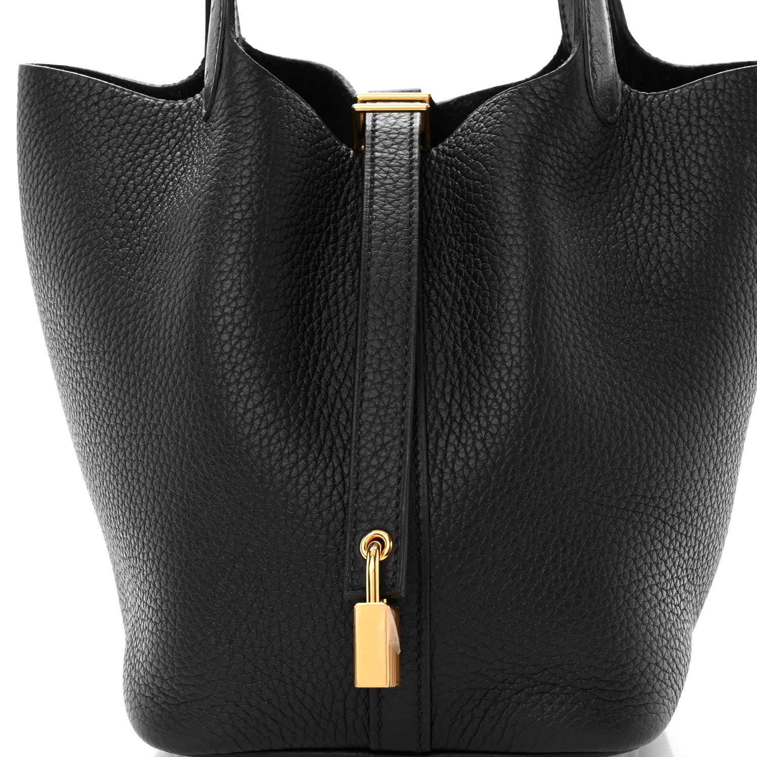 Hermes Taurillon Clemence Ostrich Touch Picotin Lock 18 PM Black 8 of 10