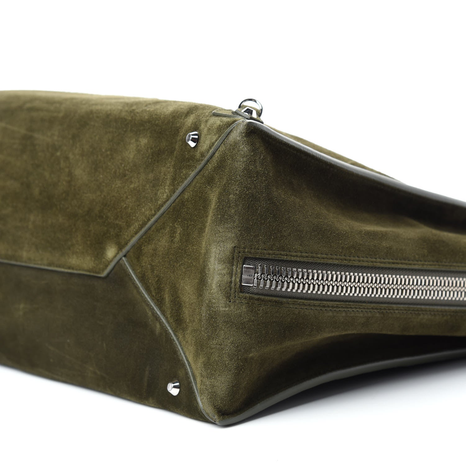 Balenciaga Baby Daim Suede Papier A4 Zip Around Tote Vert Militaire 7 of 10