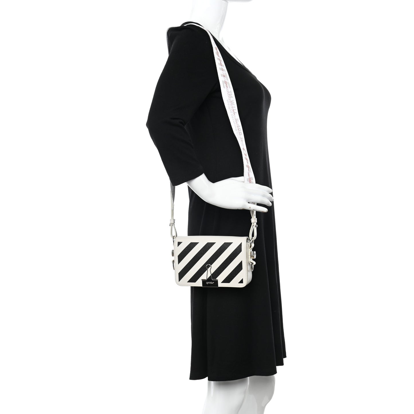 Calfskin Diag Flap Bag White Black