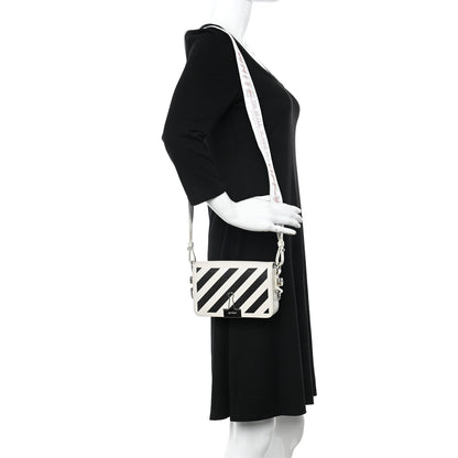 Off-White Calfskin Diag Flap Bag White Black 2 of 13