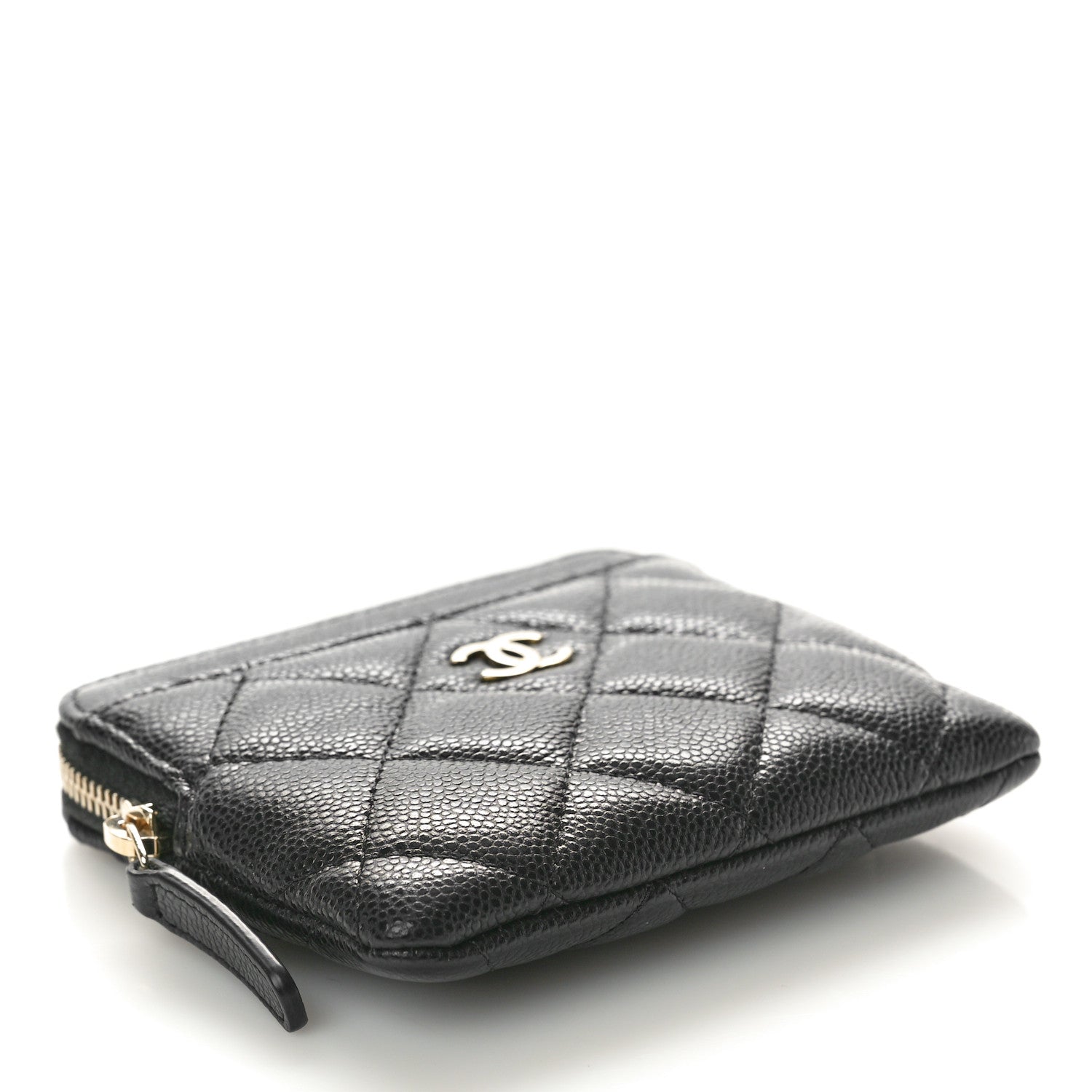 Chanel Caviar Quilted Zip Card Holder Wallet Black 4 of 9