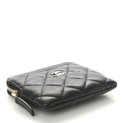 Chanel Caviar Quilted Zip Card Holder Wallet Black 4 of 9