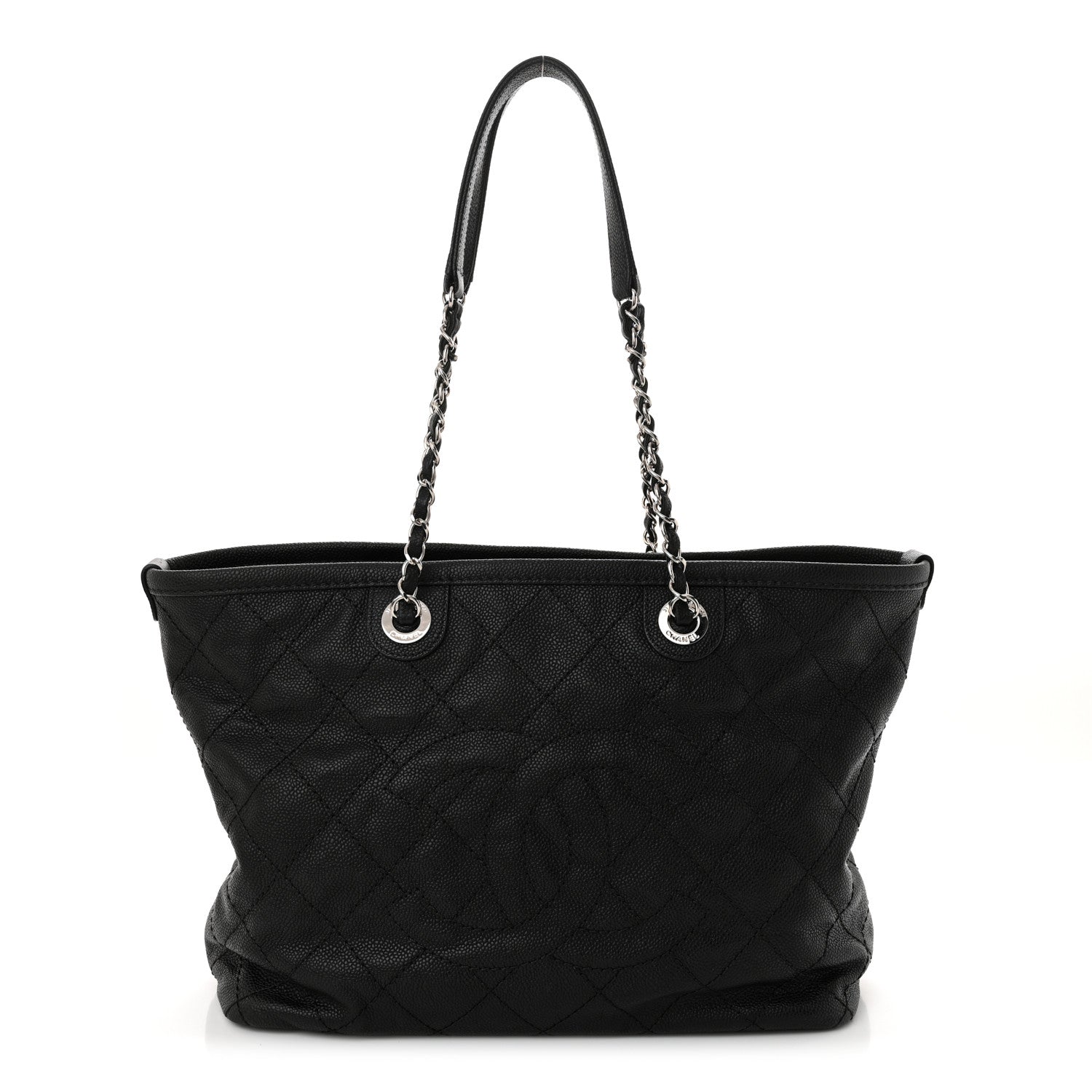 Chanel Grained Calfskin Quilted Small Daily Shopping Tote Black 1 of 14