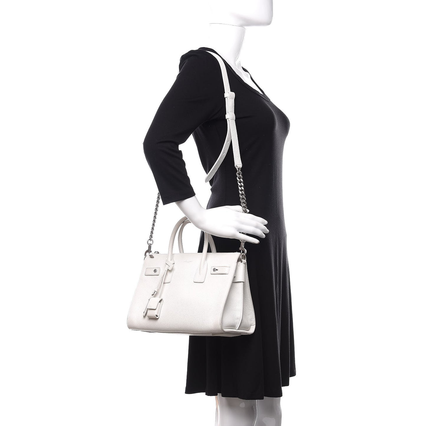Grained Calfskin Baby Supple Sac De Jour White
