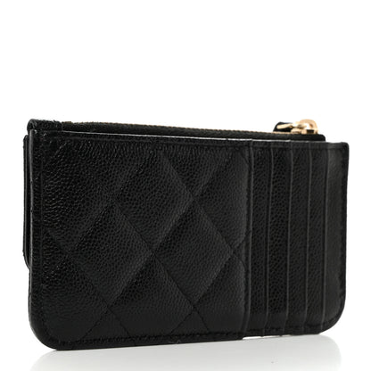 Chanel Caviar Quilted Flap Zip Card Holder Black 3 of 8