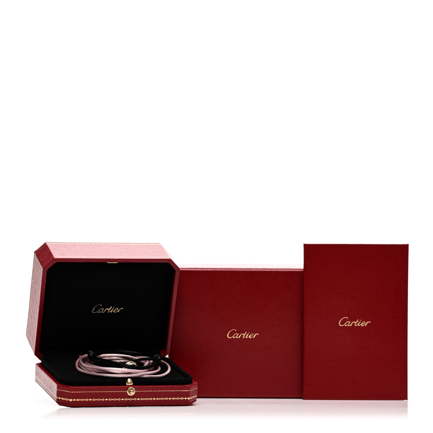 Cartier 18K Pink Yellow White Gold Trinity Adjustable Cord Bracelet Black 5 of 5
