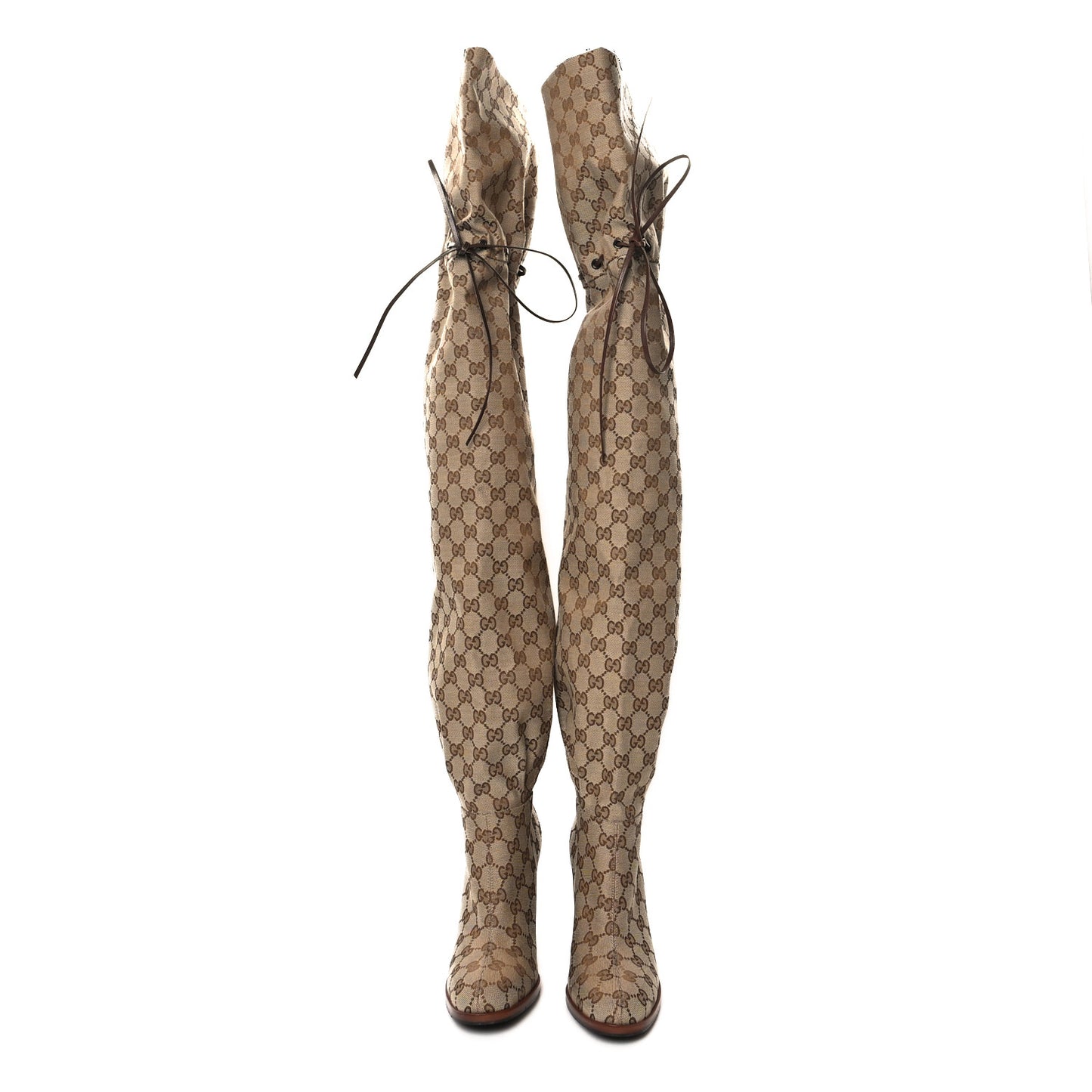 Monogram Over the Knee Boots 37.5 Beige Ebony