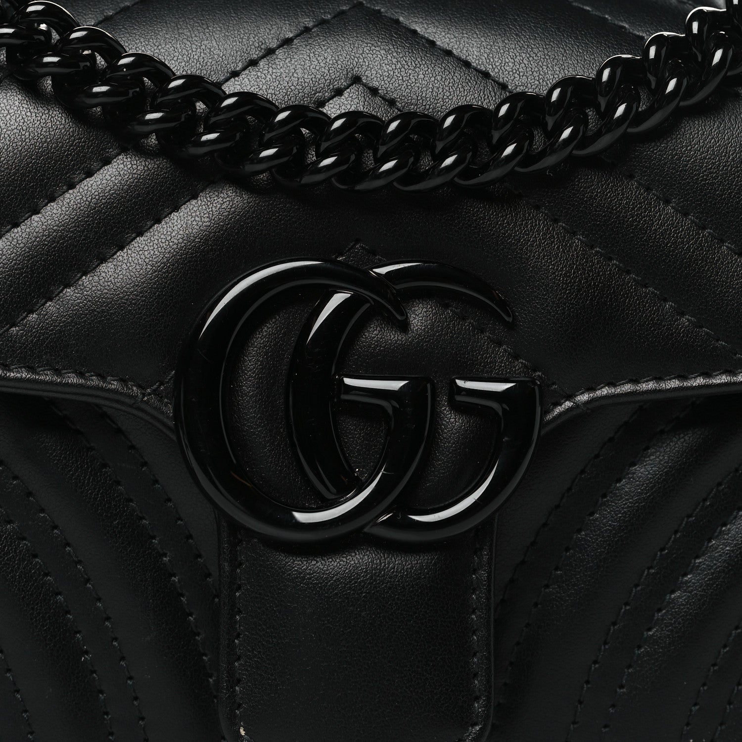 Gucci Calfskin Matelasse Monochrome Mini GG Marmont Shoulder Bag Black 8 of 10