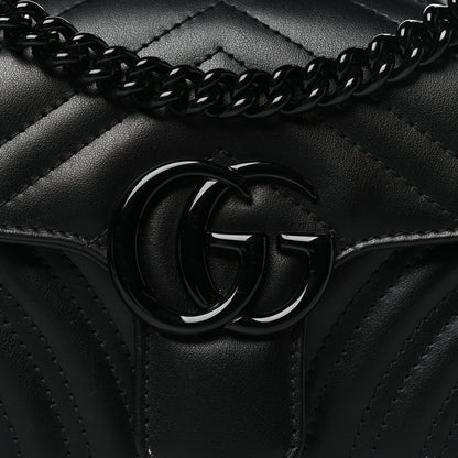 Gucci Calfskin Matelasse Monochrome Mini GG Marmont Shoulder Bag Black 8 of 10