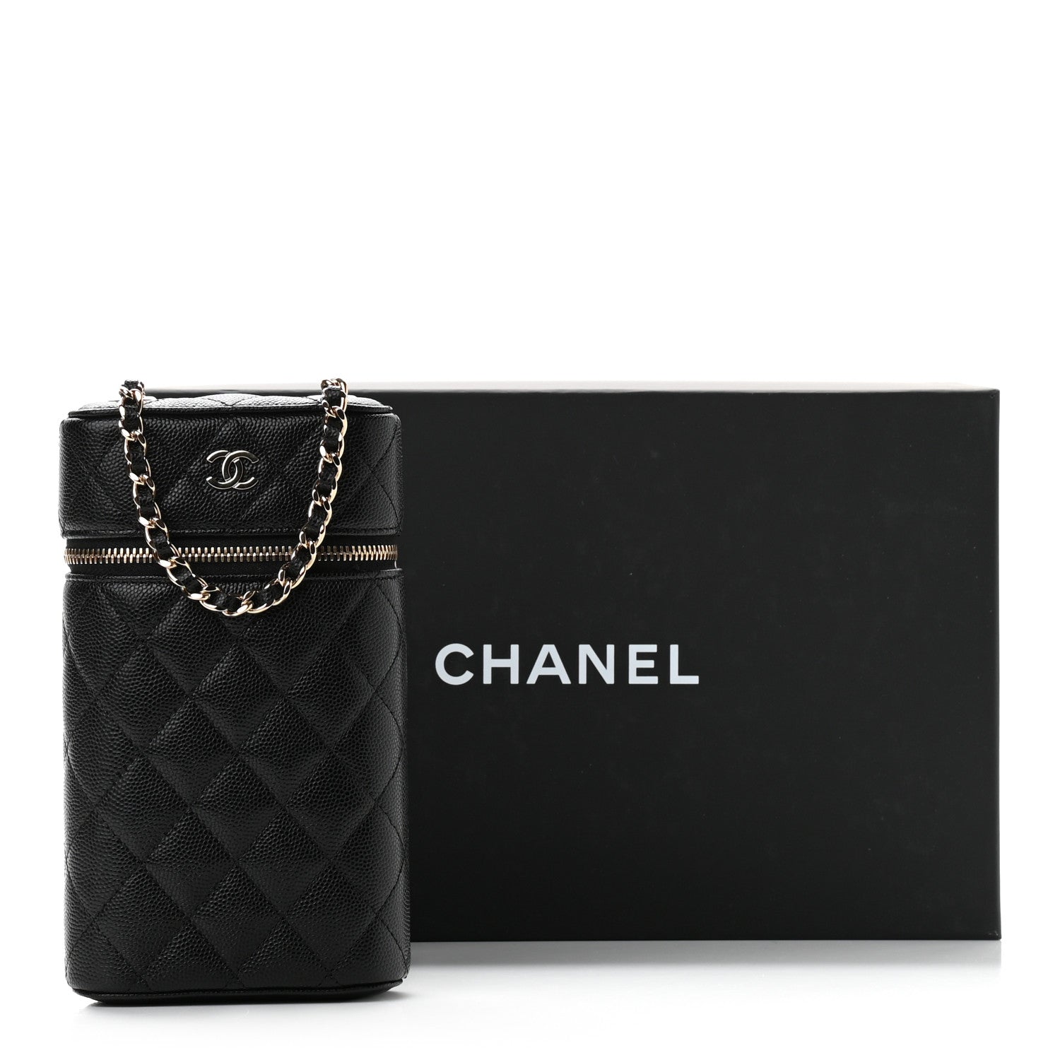 Chanel Caviar Quilted Phone Holder With Chain Black 11 of 11