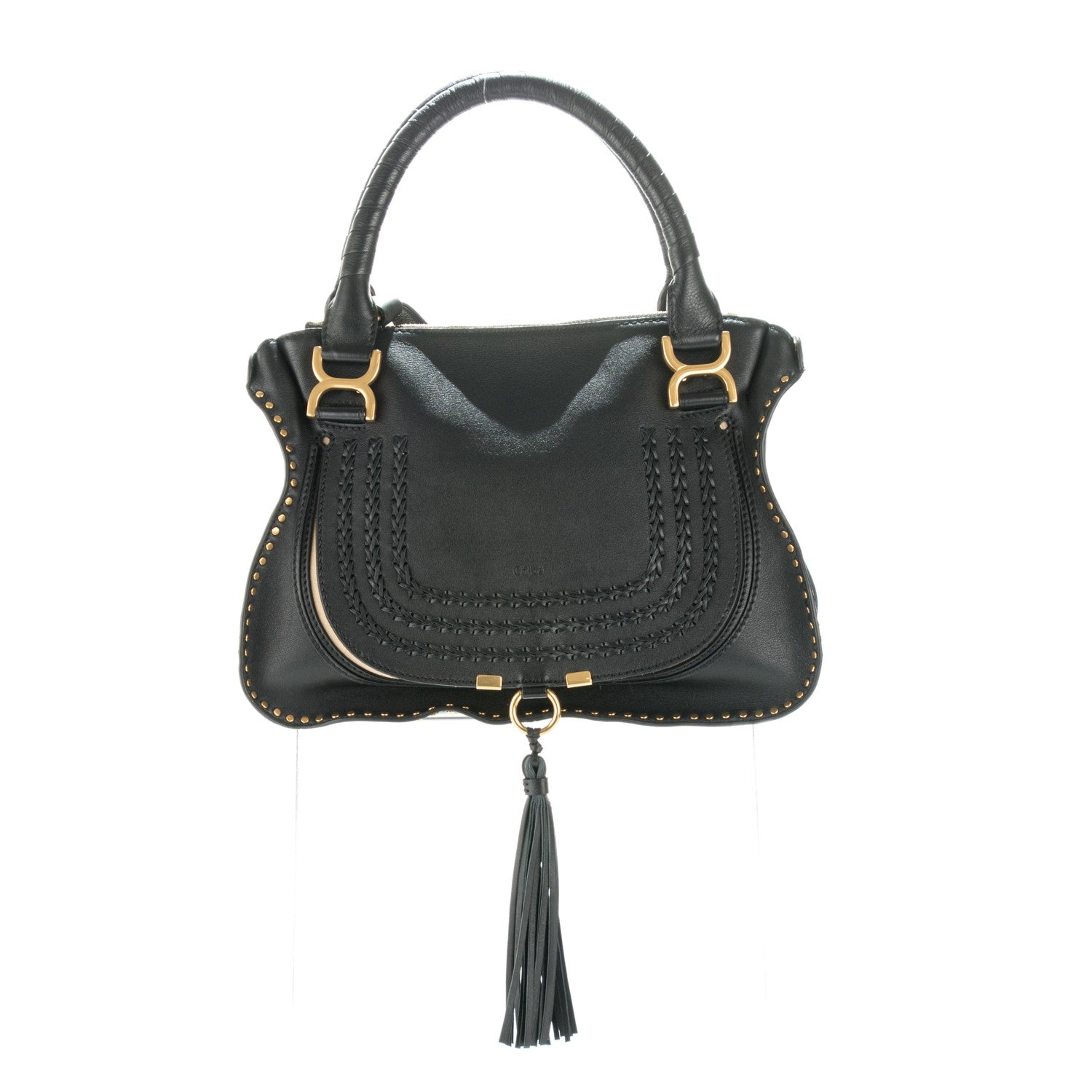 Chloe Calfskin Braided Medium Marcie Satchel Black 1 of 11