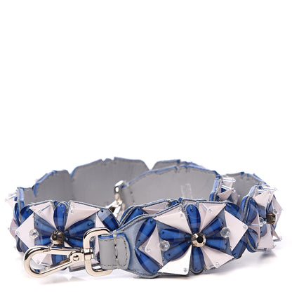 Fendi Calfskin Beaded Crystal Embellished Flower Strap You Ice Blue 1 of 6