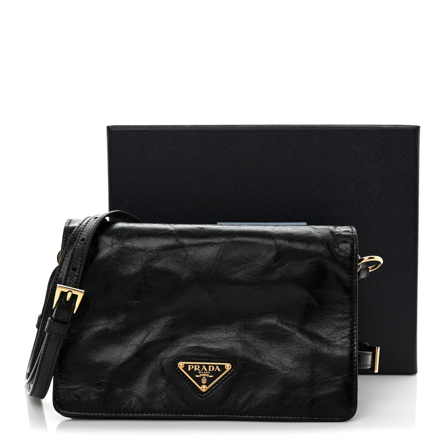 Soft Lux Calfskin Triangle Mini Shoulder Bag Black